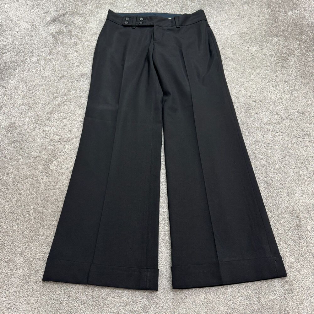 Banana Republic Jackson Fit Wool Stretch Cuffed Wide Leg Pants Womens 2P Black